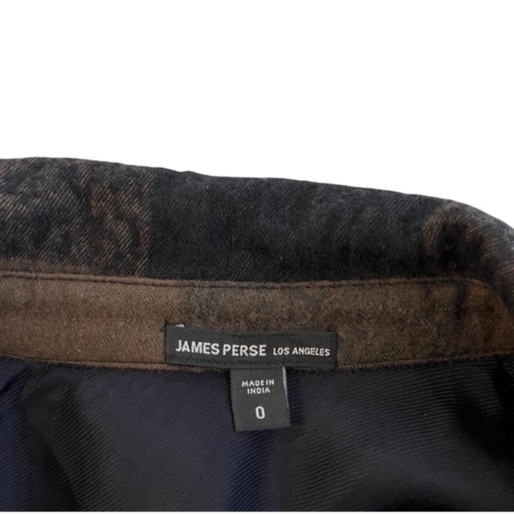 James Perse Wool Long Shacket XS Brown Black Buffalo Plaid Oversized Neutral - Picture 7 of 9